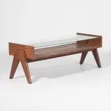 Coffee table by Pierre Jeanneret, teak and glass, sold Jan 2026