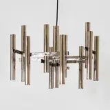 Gaetano Sciolari, Twelve-light pendant light, 1970s, chrome-plated steel