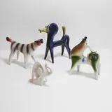 Roberto Rigon, Howling dog, a barking deer, a horse and an elephant, and three with glaze decoration