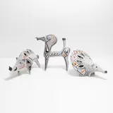 Roberto Rigon, Horse, a porcupine, and a boar, each modelled with pierced bodies and a 'smalto sasso' glaze and detailed in purple