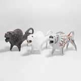 Roberto Rigon, Three lions, one with a 'smalto sasso' glaze