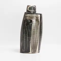 Richard Phethean, Stoneware vessel, on a black stoneware ground