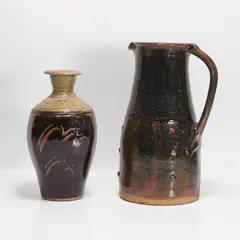 Jim Malone, Stoneware baluster jug, together with a further stoneware vase