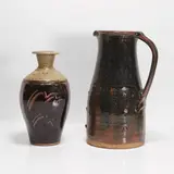 Jim Malone, Stoneware baluster jug, together with a further stoneware vase