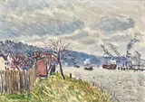 Jean-Jacques René, Bord de Seine à Croisset, oil on canvas