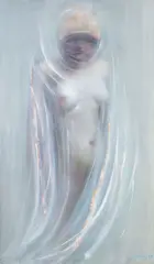 Victoria, Apariciόn, oil and metal leaf on canvas