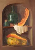 Armando Ahuatzi, Still Life with a Papaya, oil on canvas