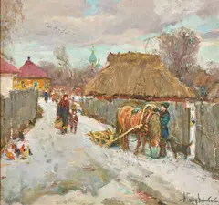 Albin Gavdzinsky, Three Framed Landscapes, oil on canvas