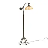 COUNTER-BALANCE FLOOR LAMP WITH "DAMASCENE" FAVRILE GLASS SHADE by Tiffany Studios, 1910, patinated bronze base, sold Feb 2025