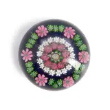 Clichy Patterned Millefiori Glass Paperweight, France, mid-19th century, ht. 2, dia. 2 1/4 in.