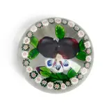 France, ht. 2 1/4, dia. 3 in. by Baccarat Garlanded Pansy Glass Paperweight, sold Feb 2025