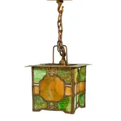 Greene & Greene, Lantern from the Adelaide Tichenor House, Long Beach, California, leaded glass, patinated brass
