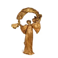 Agathon Léonard, Scarf Dancer Lamp, gilt bronze, incised 'Agathon Léonard Sclp' and with Susse Frères foundry mark