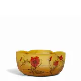 Daum, Poppy Bowl, etched and enameled glass, signed in cameo 'Daum Nancy' with Cross of Lorraine