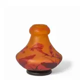 Daum, Footed Vase, wheel-carved cameo and martelé glass, etched 'Daum Nancy' with Cross of Lorraine