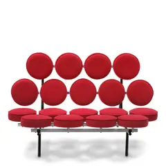 George Nelson, Marshmallow Sofa, for Herman Miller, upholstery, enameled steel, matte chrome-plated steel, aluminum