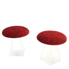 Pair of Stools by Vladimir Kagan, Lucite, upholstered in Jack Lenor Larsen fabric, sold Oct 2025