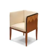 Eliel Saarinen, Saarinen House Armchair, manufactured by Charles Phipps & Sons for Arkitektura, maple, mahogany, ebonized wood, upholstery, metal studs
