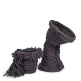 Keenan Rowe, Wool Vessels #1 and #2, wool, carbon fiber, cotton, cherry wood