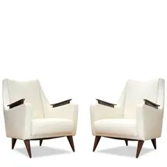 Raphael Raffel, Pair of Lounge Chairs, leather, walnut