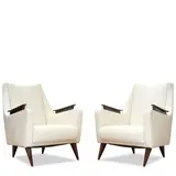 Raphael Raffel, Pair of Lounge Chairs, leather, walnut