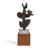 James Lee Hansen, The Falconer, bronze with granite base mounted on wood, incised artist's monogram to bronze