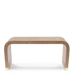 Waterfall Console by Karl Springer, lacquered linen, brass, sold Oct 2025
