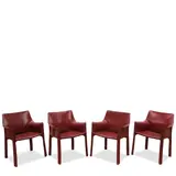 Mario Bellini, Set of Four Model 413 Cab Armchairs, for Cassina, leather, stamped 'Cassina' on the underside