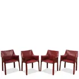 Mario Bellini, Set of Four Model 413 Cab Armchairs, for Cassina, leather, stamped 'Cassina' on the underside