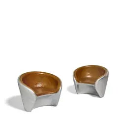 Pair of Lounge Chairs by Italian Modern, aluminum, leather, sold Oct 2025