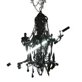 Mattia Biagi, Chandelier, tar-covered brass, LED tube light