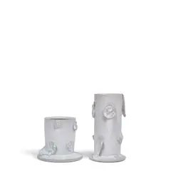 Tony Marsh, 'Untitled (White Sacred Heart Vase)' and 'Untitled (Angel White Vase)' (two works), glazed porcelain with sculpted applied elements