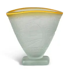 Vase by Dan Dailey, blown and sandblasted glass, etched 'Dailey' and dated '4-3-80', sold Oct 2025