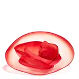 Six Piece Fire Red Basket Set with Black Lip Wrap by Dale Chihuly, blown glass, apparently unsigned, sold Oct 2025