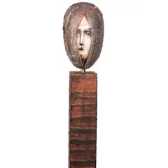 Bertil Vallien, Head Sculpture on Stand, cast and polished glass, steel, etched 'B