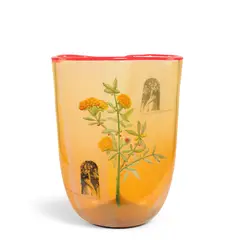 Walter Lieberman, Vase, blown, painted and engraved glass, etched 'Walt Lieberman' on underside