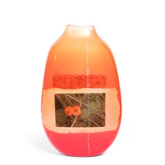 Walter Lieberman, Vase, blown, painted and etched glass, unsigned