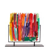 Steve Klein, Curved Panel, kiln-formed glass, etched 'Steve Klein' on back side, together with a metal display stand