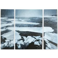 April Surgent, Antarctic Drift Ice (Triptych), cameo engraved glass, 'etched 'April Surgent 2015 1/3, April Surgent 2015 2/3, and April Surgent 3/3' respectively