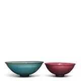 James Lovera, Two Bowls, glazed porcelain, each incised 'lovera' on underside