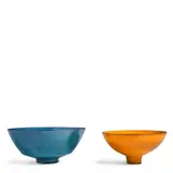 James Lovera, Two Bowls, glazed porcelain, each incised 'lovera' on underside