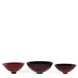 James Lovera, Group of Three Bowls, glazed porcelain, each incised 'lovera' on underside