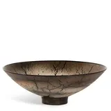 James Lovera, Large Birch Bark Bowl, glazed earthenware, incised 'lovera' on underside