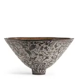 James Lovera, Footed Bowl, crater glazed earthenware, incised 'lovera' on underside