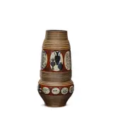 Vessel by Susan Stinsmuehlen-Amend and Wyatt Amend, partially glazed ceramic, 'painted 'Stinsmuehlen Amend' and incised 'WEA 2015' on underside, offered Oct 2025