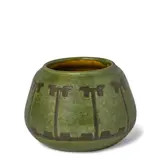 Marblehead Pottery, Vase, glazed earthenware, impressed with firm's ship mark and MP cipher, incised with decorator's mark 'T' on underside