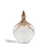 René Lalique, Rare Flowering Branch Scent Bottle, clear glass with sepia patina, acid etched 'MADE IN FRANCE' on underside