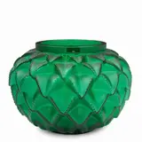 Languedoc Vase by Lalique, green glass, etched 'Lalique France' to underside, with Lalique sticker placed along outer rim, sold Jul 2025
