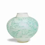 René Lalique, Aras Vase, cased glass with green patina, impressed 'R