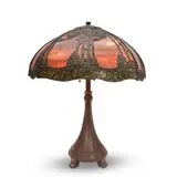 Handel, Sunset Table Lamp, slag glass, patinated metal